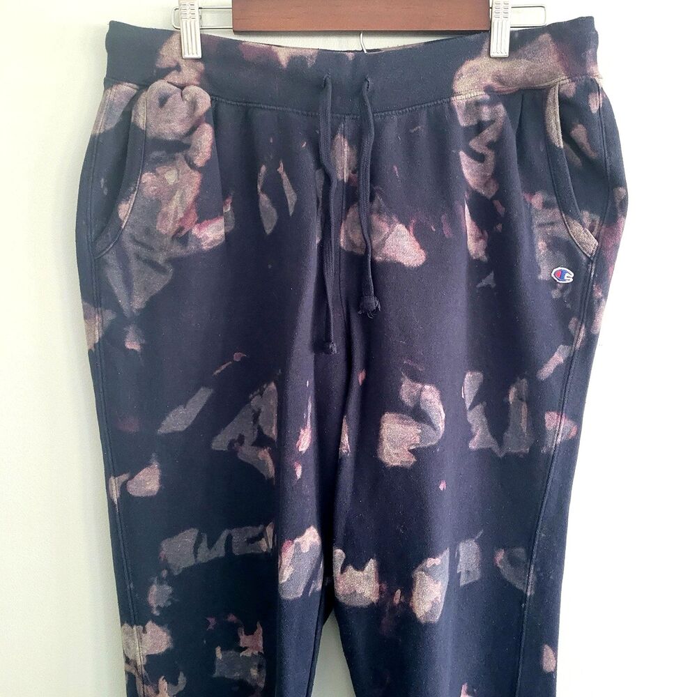 Champion Sweatpants Womens Size XL Black Tie Dye Joggers Pockets Lounge Athletic